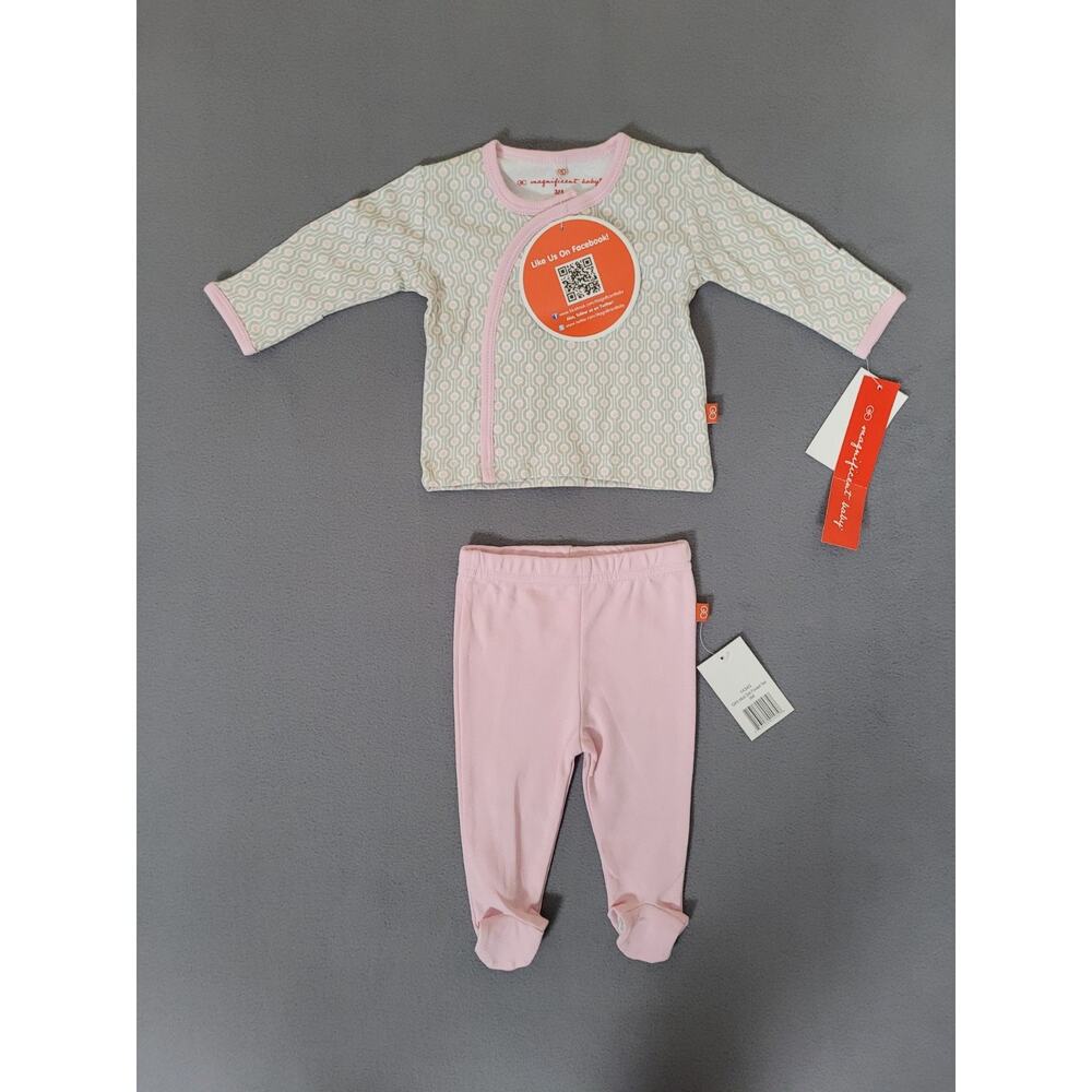 Magnificent Baby Infant Girls 2pc Kimono Set Modern Dot Footed Outfit Size 3M